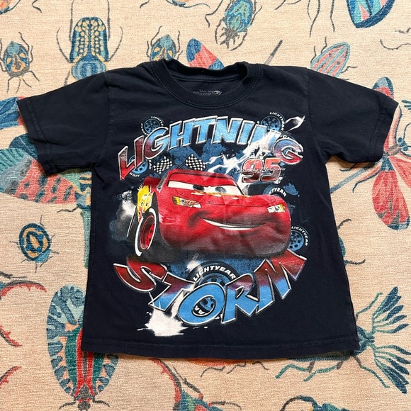 Disney Black and Red Lightning McQueen Short Sleeve Tee - Picture 1 of 4